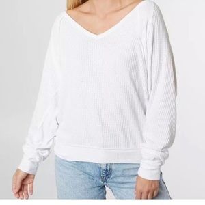 NWT Free People Womens medium alabaster white oversized Santa Clara thermal top